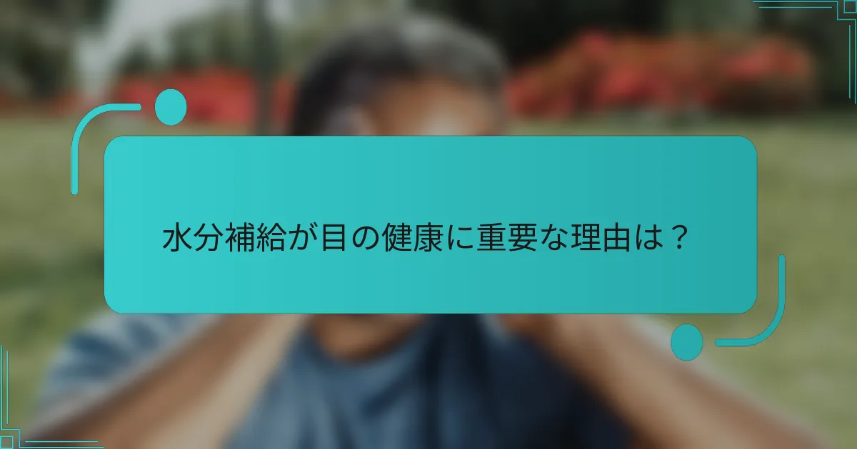 水分補給が目の健康に重要な理由は？