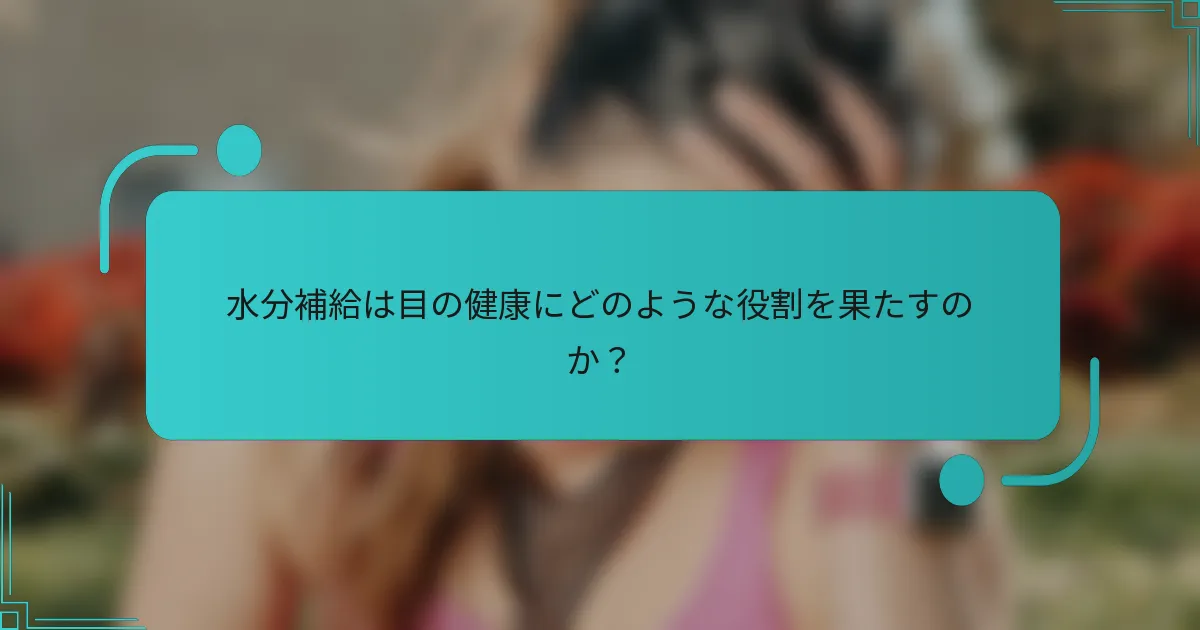 水分補給は目の健康にどのような役割を果たすのか？